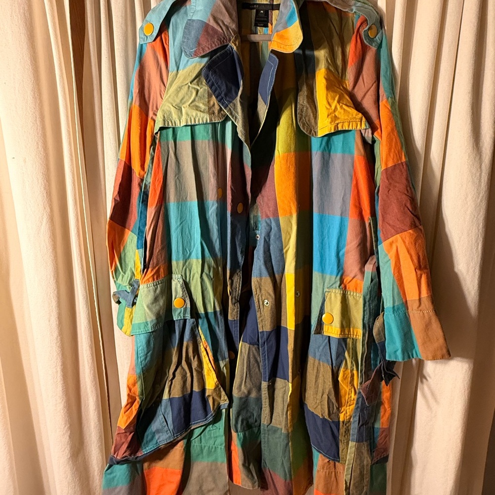 Marc Jacobs Archival Patchwork Plaid Trench Coat Multicolor Size M